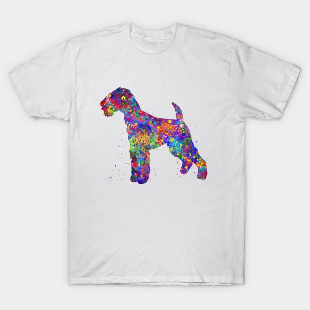 Airedale Terrier dog watercolor T-Shirt by Yahya Art